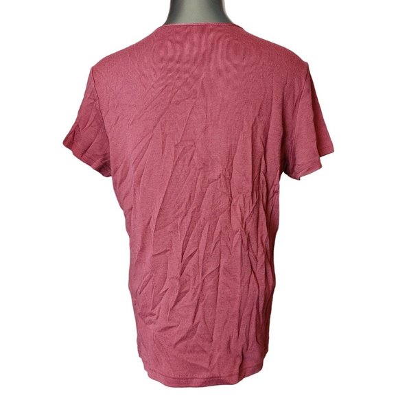 JACLYN SMITH Womens L Red Ribbed Knit Basic Casual Short Sleeve T-Shirt - Picture 2 of 3
